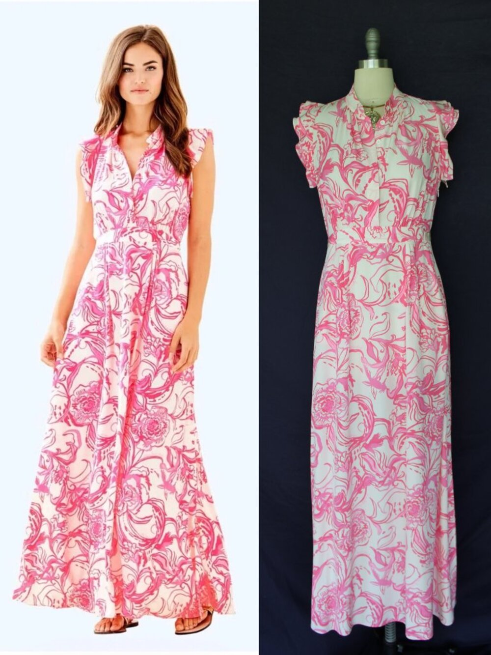 Lilly Pulitzer X GOOP KISS KISS PALM BEACH MAXI DRESS silk toile shirtwaist 4